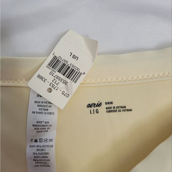 NEW AERIE floral triangle bikini top and ribbed high cut bottoms L - Picture 4 of 12